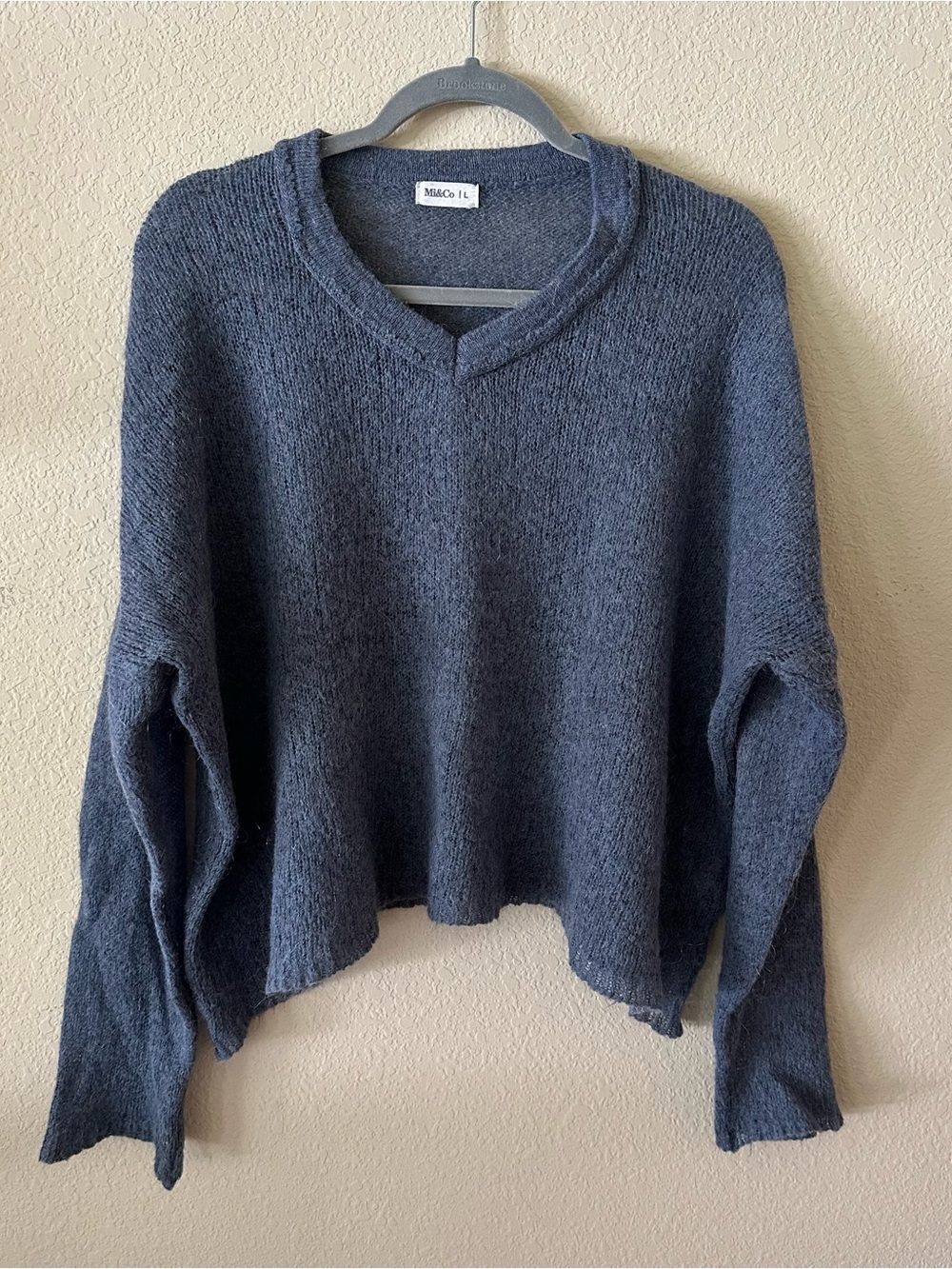 Mi&Co Barcelona Relaxed Women's Sweater in Charcoal Blue size L Wool/Mohair